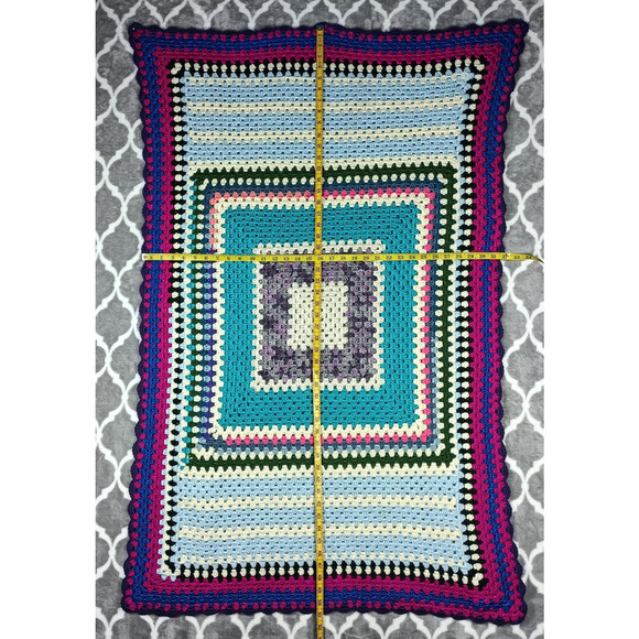 Handmade Crochet Granny Square Blanket 32x51 Throw Lap Afghan Soft Cozy Gift - Picture 5 of 7